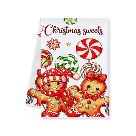 Kerst Peperkoekmannetje Warme Chocolademelk Bedrukte Microvezel Handdoek Absorberende Keuken Badkamer Handdoek