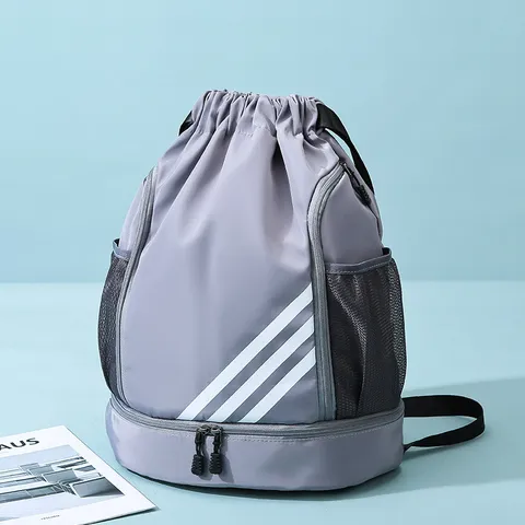 Zaino Sportivo di Grande Capacità in Tessuto Oxford Borsa da Palestra con Coulisse e Scomparto per Scarpe