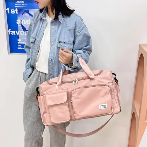 Borsa da Viaggio Duffel in Tessuto Oxford di Grande Capacità Separazione Secco Umido Sport Palestra Bagagli Con Scomparto Scarpe