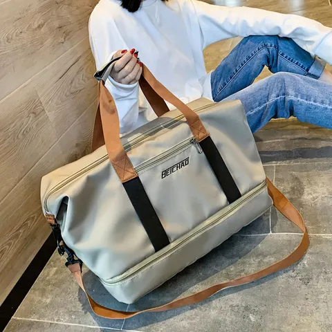 Grande Capacità Borsone da Viaggio Impermeabile Tessuto Oxford Palestra Borsa Con Separazione Umido Asciutto Scomparto Scarpe