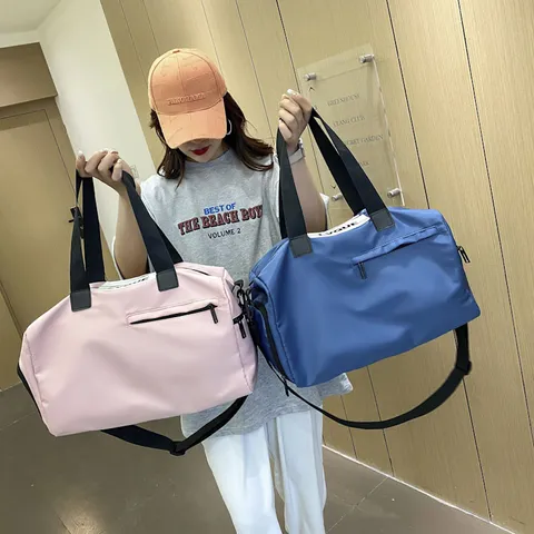Large Capacity Oxford Cloth Gym Bag Waterproof Wet Dry Separation Travel Duffel Bag With Shoe Compartment For Women