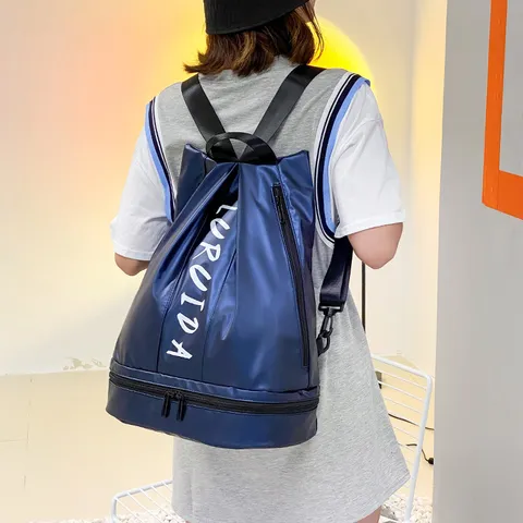 Zaino da Viaggio in Tessuto Oxford Impermeabile Con Scomparto per Scarpe Indipendente Separazione Umido Asciutto Zaino Casual Unisex