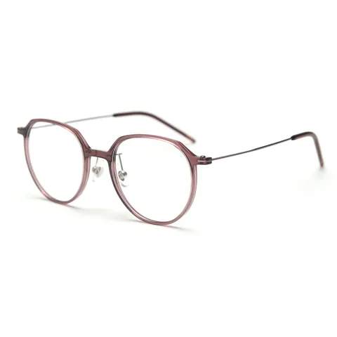 Korean Style Retro Semi-Titanium Round Eyeglass Frame Unisex Transparent Optical Glasses