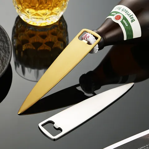 Premium Stainless Steel Beer Bottle Opener Heavy Duty Integrated Molding Metal Cap Lifter Key Style Bar Tool For Home Party Club
