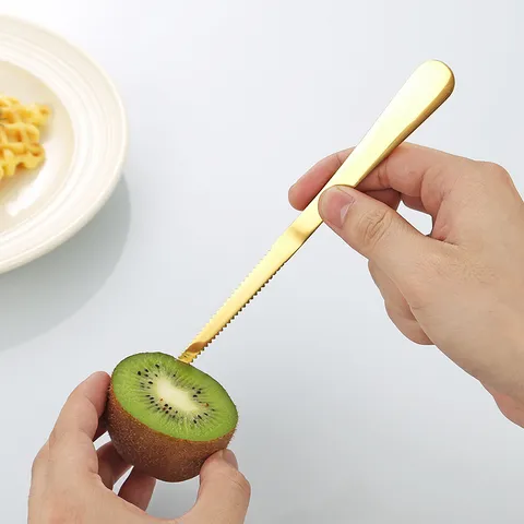 Roestvrijstalen Fruitmelonschiller Gekarteld Schilmesje Voor Mango Kiwi Grapefruit Vruchtvlees Extractie Spiegel Gepolijst Keukengereedschap