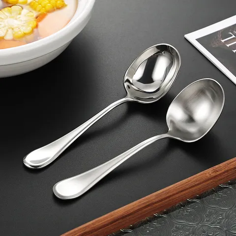 304 Stainless Steel Deep Soup Spoon Thickened Dinner Spoon Mirror Polished And Brushed Finish One-Piece Molding Tableware For Home Hotel Restaurant