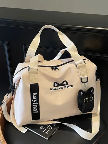 Travel Bag Large Capacity Sports Fitness Duffel Bag Casual Waterproof Travel Luggage Bag With Cat Pendant For Women Men