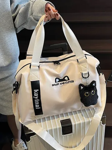 Travel Bag Large Capacity Sports Fitness Duffel Bag Casual Waterproof Travel Luggage Bag With Cat Pendant For Women Men