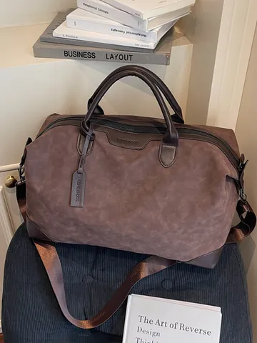 Borsa da Viaggio di Grande Capacità Impermeabile in Pelle PU Weekender Duffel Bag Viaggio d'Affari per Uomo Donna