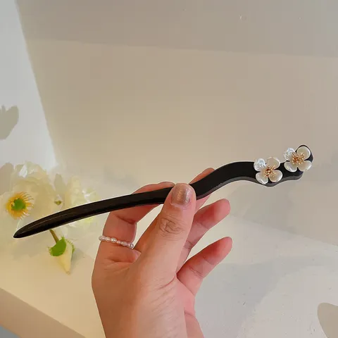 New Chinese Style Flower Wooden Hairpin Vintage Sword Shaped Hair Fork For Women Ancient Bun Accessory Rhinestone Butterfly Tassel Hair Jewelry