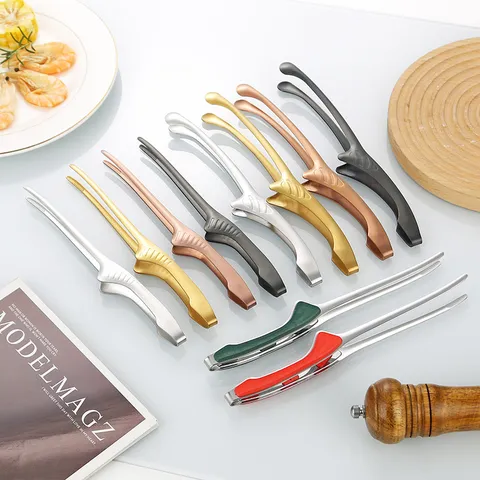 Koreanische Edelstahl BBQ-Zange Spitzer Runder Kopf Lange Steak-Zange Für Küche Grill Buffet Multifunktionale Verbrühungsschutz Lebensmittelzange