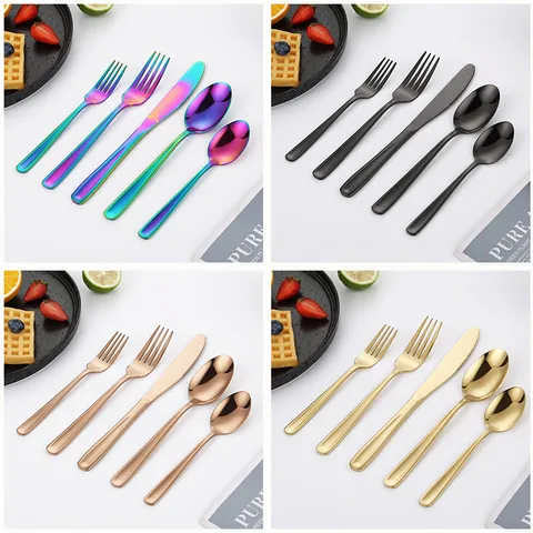 Edelstahl Besteck Set Modern Minimalistisch Spiegelpoliert Besteck Set Steakmesser Gabel Löffel Set Für Zuhause Bankett Abendessen
