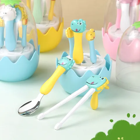 Niedliches Cartoon Dinosaurier Einhorn Edelstahl Kindergeschirr Set Mit Tragbarer Eierschalen Aufbewahrungsbox Für Kinder Tägliches Essen Geschenk