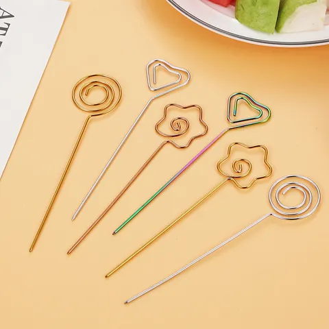 304 Stainless Steel Fruit Forks Heart Star Swirl Cocktail Picks Fancy Reusable Picks For Sushi Sandwich Dessert Party Decor