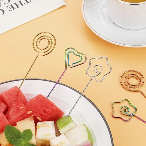 304 Stainless Steel Fruit Forks Heart Star Swirl Cocktail Picks Fancy Reusable Picks For Sushi Sandwich Dessert Party Decor