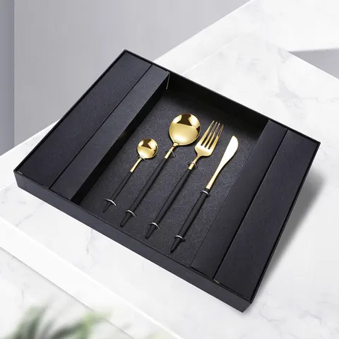 Minimalist Stainless Steel Flatware Set Luxury Mirror Polished Dinner Knives Forks Spoons Cutlery Set With High Grade Gift Box For Wedding Dinner Banquet Home Kitchen Tableware