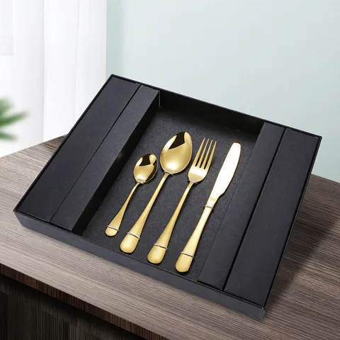 Stainless Steel Flatware Cutlery Set Mirror Polished Dinner Knife Fork Spoon Dinnerware Dinner Table Decor Gift Box Western Style Tableware Set