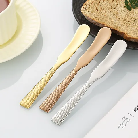 Luxe 304 Roestvrij Staal Gehamerd Buttermesser Brood Jam Strooier Spiegel Gepolijst Verdikte Bakken Schraper Spatel Voor Huis Keuken Restaurant
