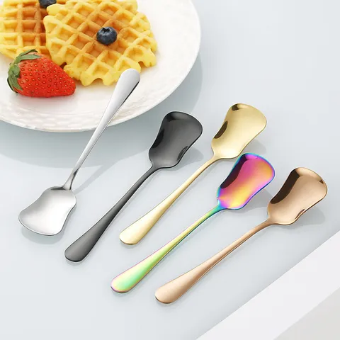 Cuillère à Dessert en Acier Inoxydable en Forme de Gourde Créative Polie Miroir Crème Glacée Café Yaourt Petite Cuillère
