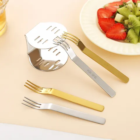 304 Stainless Steel Fruit Fork Set With Storage Holder Gold Silver Dessert Cake Forks Minimalist Japanese Style Small Appetizer Forks Dining Accessories