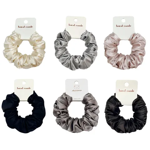 Satin Scrunchies Solid Color Elastic Hair Ties Silk Feel Hair Bands Seamless Ponytail Holders Hair Accessories For Women Girls