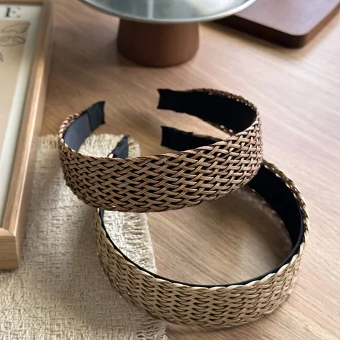 Bohemian Rattan Woven Wide Headband For Women Summer Beach Vacation Straw Braided Hair Band Fashion Hair Accessories