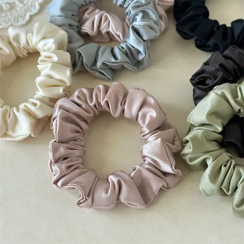 Satin Scrunchies Solid Color Elastic Hair Ties Silk Feel Hair Bands Seamless Ponytail Holders Hair Accessories For Women Girls