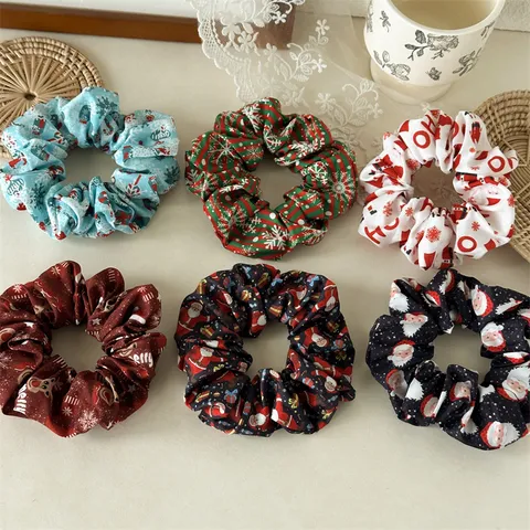 Elastico per Capelli in Tessuto di Natale Alta Elasticità Motivo Festivo Cordoncino per Capelli Supporto Coda di Cavallo Babbo Natale Fiocco di Neve Regali per Donne