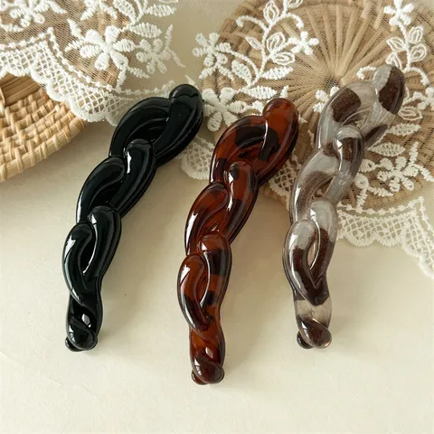 Koreanischer Vintage-Stil Kettenglied Bananen-Haarclip Hochpferdeschwanz Vertikaler Clip Elegantes Twist-Haar-Accessoire Für Damen