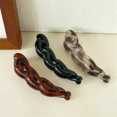 Koreanischer Vintage-Stil Kettenglied Bananen-Haarclip Hochpferdeschwanz Vertikaler Clip Elegantes Twist-Haar-Accessoire Für Damen