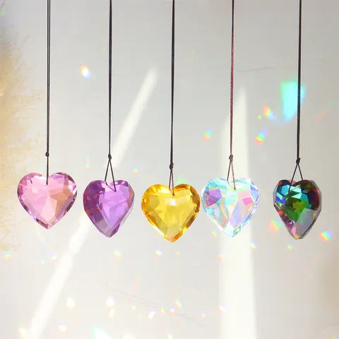 Crystal Heart Prism Pendant Sun Catcher Rainbow Maker Window Hanging Ornament Home Decor