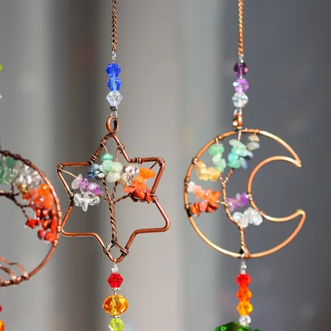 Tree Of Life Suncatcher Crystal Prism Window Hanging Sun Catcher Rainbow Maker Pendant Home Decor Ornaments
