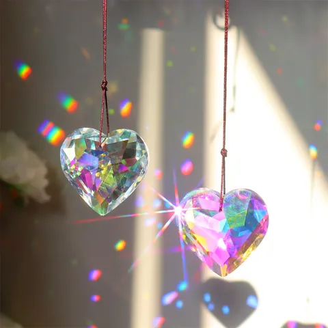 K9 Crystal Heart Prism Pendant Suncatcher Rainbow Maker Hanging Window Ornament Home Decor