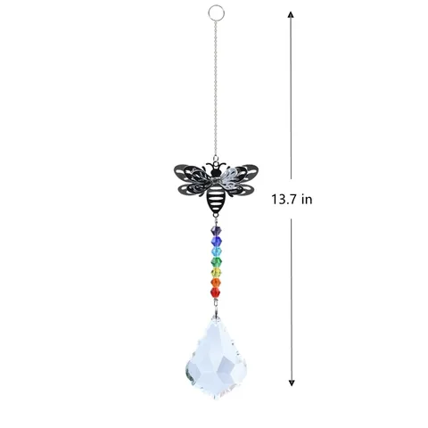 Crystal Suncatcher Bee Angel Butterfly Prism Window Hanging Ornament Rainbow Maker Home Decor Gift Clear Crystal Glass Pendant
