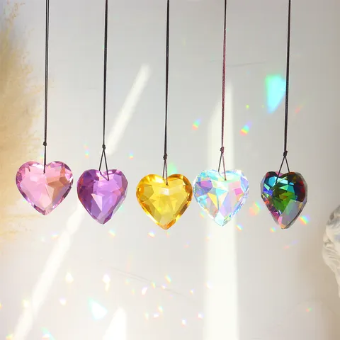 Crystal Heart Prism Pendant Sun Catcher Rainbow Maker Window Hanging Ornament Home Decor