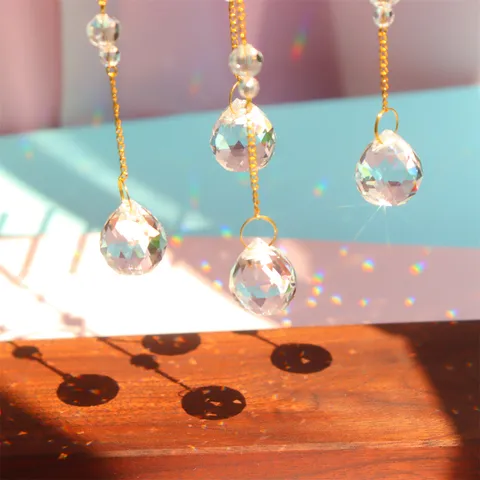 Crystal Suncatcher Moon Agate Natural Raw Stone Prism Light Catcher Window Garden Hanging Ornament Home Decor