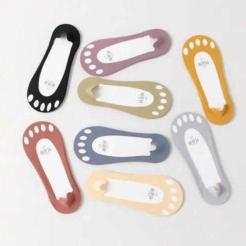 Dames Teenscheiding No Show Sokken Katoen Dun Zomer Onzichtbaar Antislip Siliconen Grip Boot Casual Dagelijkse Sokken