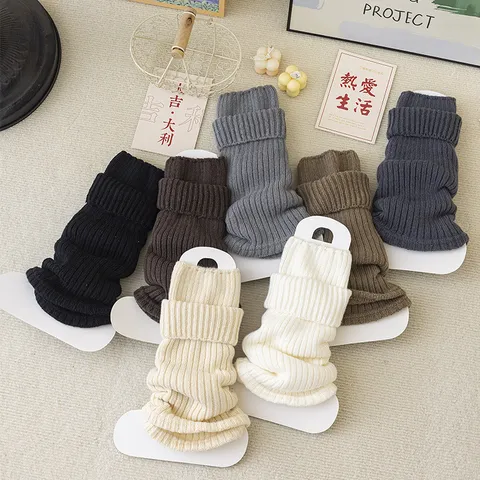 Women's Winter Warm Solid Color Knit Leg Warmers Y2K Slouchy Long Boot Cuffs Thick Ribbed Knit Fashion Socks Apparel Accessories