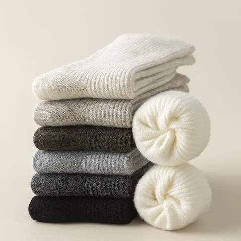Thickened Wool Warm Winter Mid Tube Sleep Socks For Women Solid Color Casual Minimalist Slouch Sock Comfort Thermal
