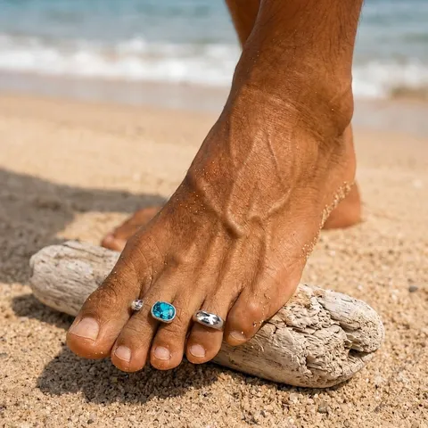 Juego de Anillos Ajustables para el Dedo del Pie Estilo Europeo para Hombre Patrón de Lava Strass Anillos Abiertos Joyería de Playa