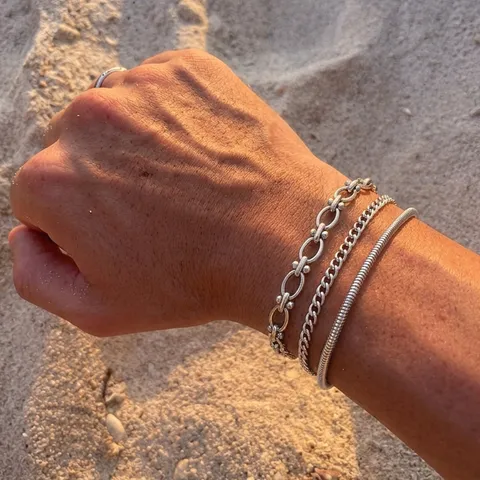Ensemble de Bracelets Chaîne en Acier Inoxydable Minimaliste pour Hommes Chaîne Torsadée Maillons Ovaux Chaîne Serpent Bijoux de Main Tendance