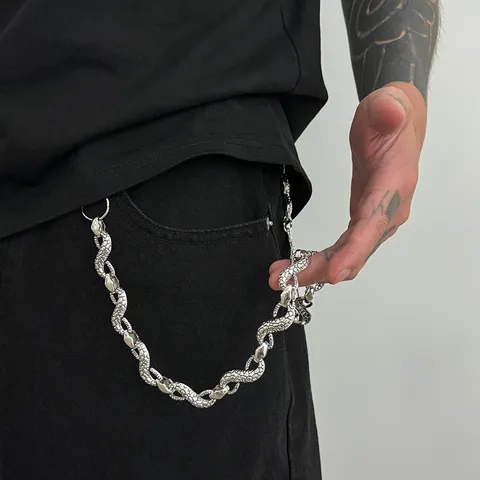 Hip Hop Punk Schlange Kette Hosenkette Für Herren Damen Doppelring Taillenkette Legierung Metall Jean Kette Gürtel Zubehör