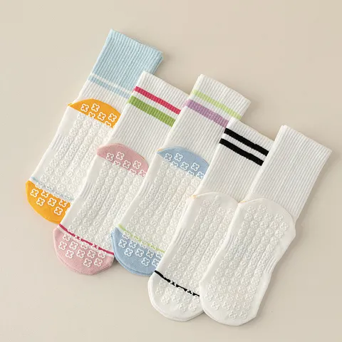 Damen Baumwolle Antirutsch Pilates Yoga Socken Gesteifte Wadenlange Socken Sport Socken Für Fitness Workout