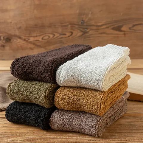 Herren Ultra Dicke Warme Wintersocken Wollmischung Fleece Gefüttert Frottee Schneesocken Mittelhoch Schwere Thermosocken