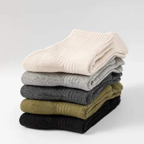 Herren Sport Frottee Socken Baumwollmischung Dicke Wintersocken Atmungsaktiv Schweißabsorbierend Einfarbig Lauf Socken