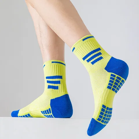 Herren Profi Sport Socken Baumwolle Verdickt Handtuchboden Athletisch Laufen Marathon Anti Geruch Farbblock Socken