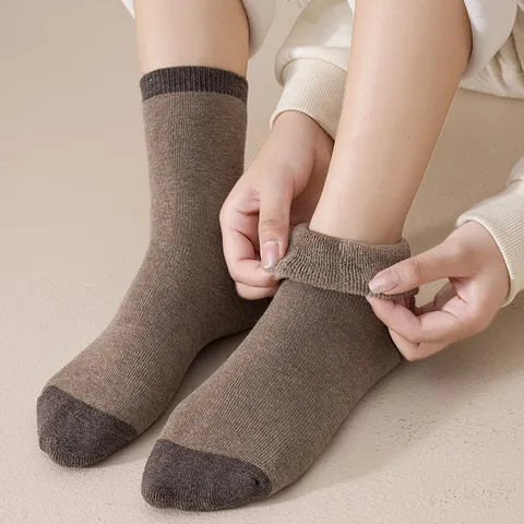 Damen Winter Verdichtete Thermische Baumwollsocken Süße Tulpe Tier Karo Mittelhoch Gefüttert Warme Schneesocken Lässige Strumpfwaren