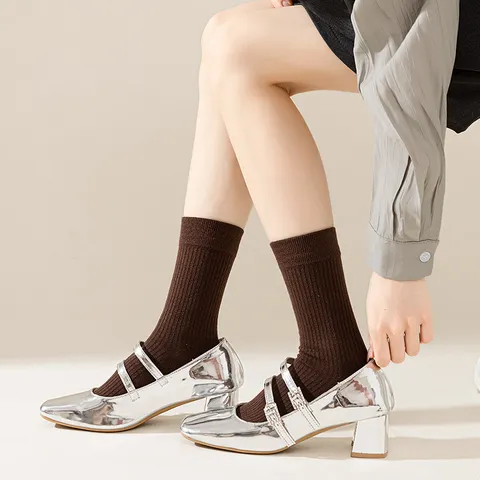 Damen Slouch Socken Baumwolle Vertikal Gerippt Wadenlang Lässig Trendig Atmungsaktiv Schweißabsorbierend Crew Socken Pack Für Den Alltag