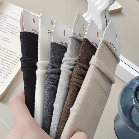 Damen Baumwolle Slouch Socken Retro Gerippte Crew Socken Einfarbig Weich Atmungsaktiv Lässig Wadenhoch Socken Für Alle Jahreszeiten