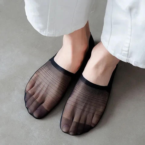 Männer Atmungsaktiv Netz Ultradünn Bootssocken Low Cut Unsichtbar Casual Sommer Baumwollsocken Rutschfest Einfarbig
